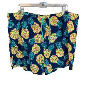 Pineapple Swim Shorts Trunks Mens 2X XXL Built in Brief Multicolor Fruit Novelty